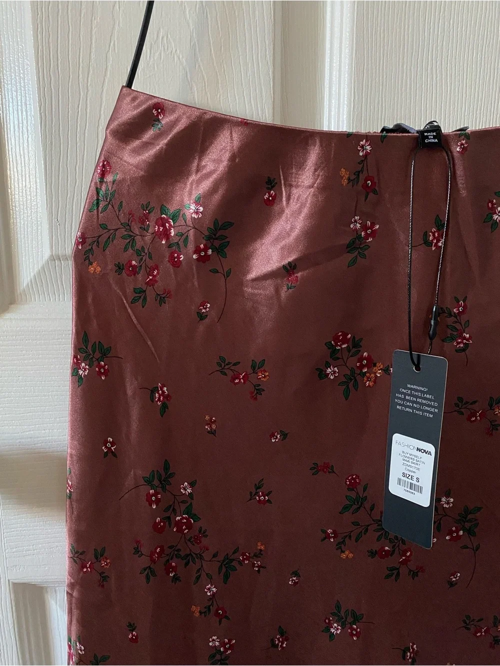 Fashion Nova Copper Satin Floral Maxi Skirt - Picture 5 of 6